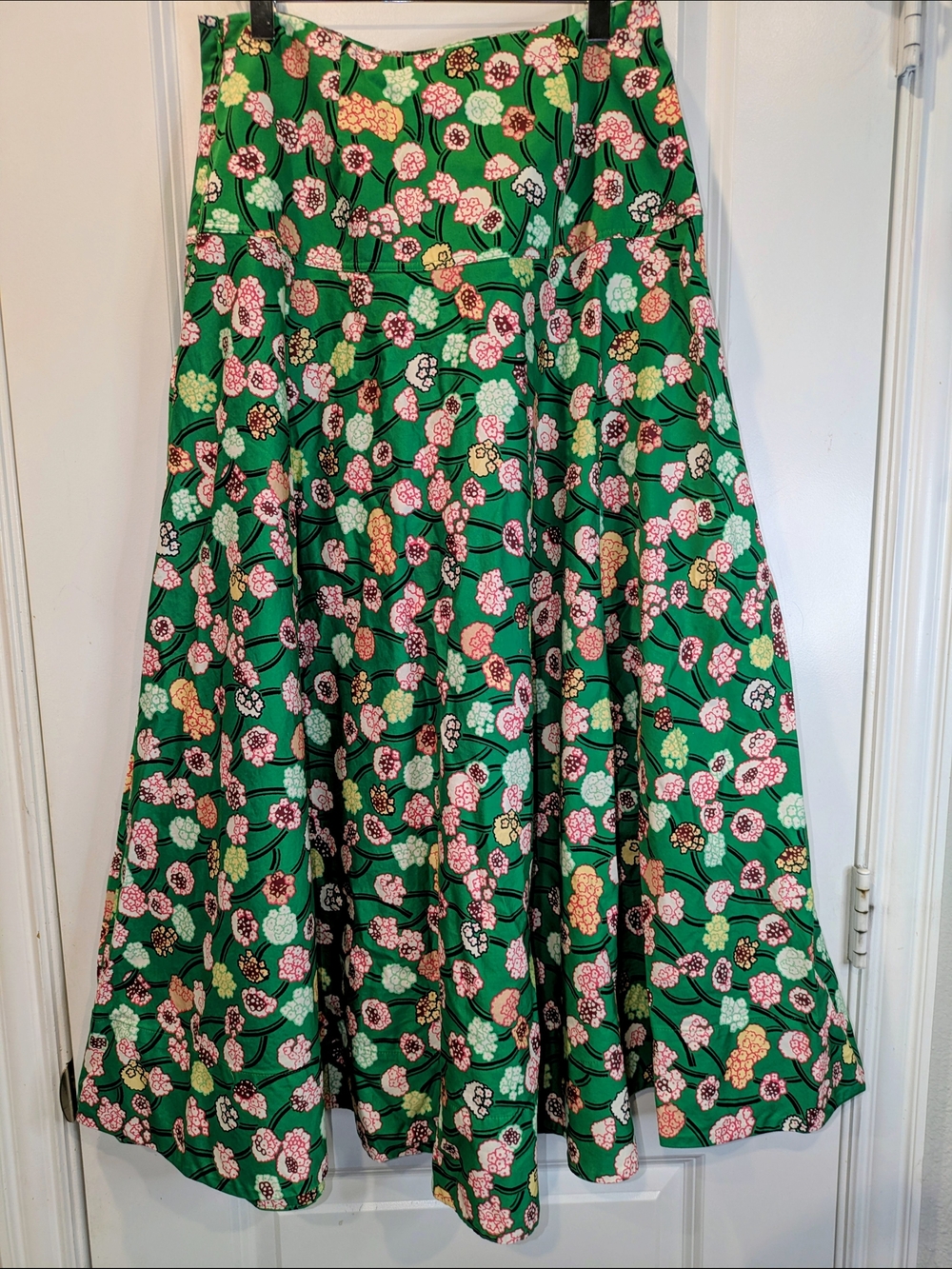 ME+EM Green Floral Cotton Maxi Skirt Full Circle A-Line Size US 6 UK 10 - Picture 3 of 10